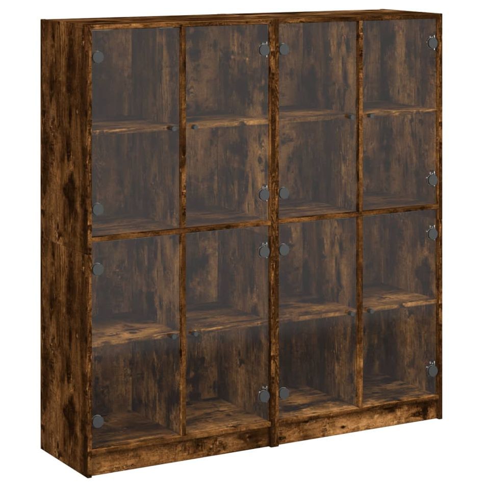 Bibliothèque avec portes chêne fumé 136x37x142 cm - Photo n°1