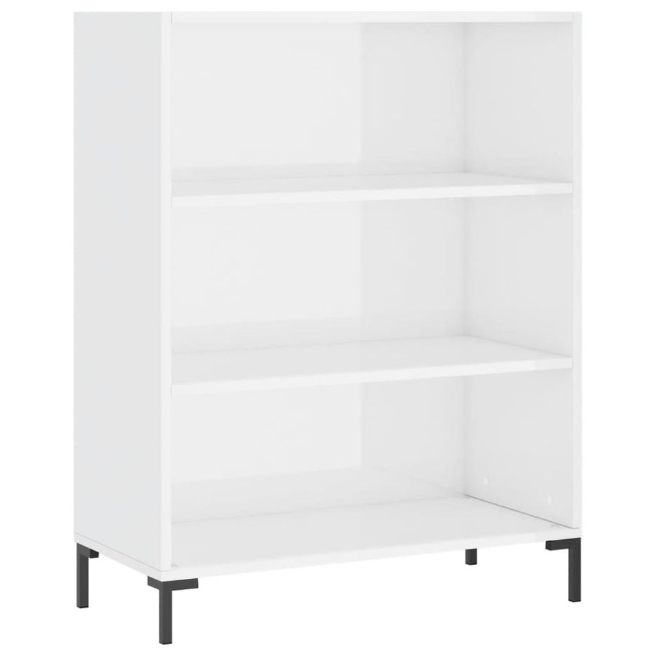 Bibliothèque blanc brillant 69,5x32,5x90 cm bois d'ingénierie - Photo n°1