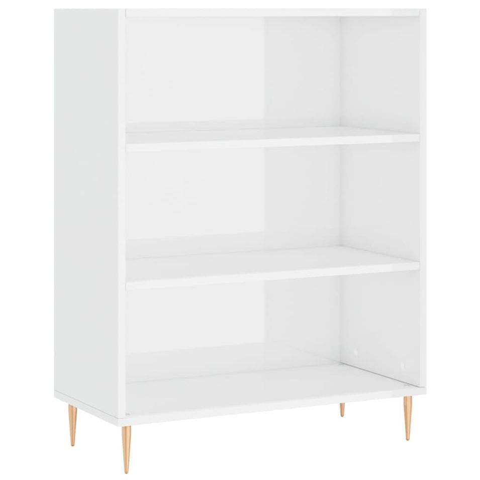 Bibliothèque blanc brillant 69,5x32,5x90 cm bois d'ingénierie - Photo n°1