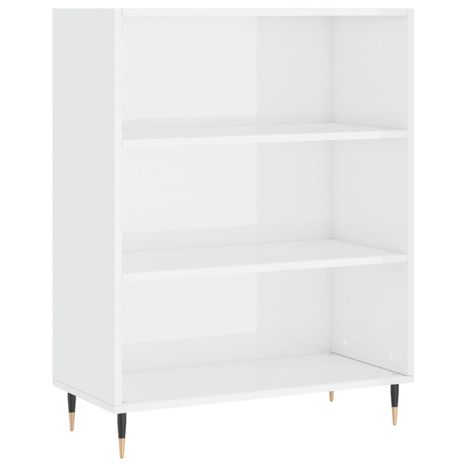 Bibliothèque blanc brillant 69,5x32,5x90 cm bois d'ingénierie - Photo n°1