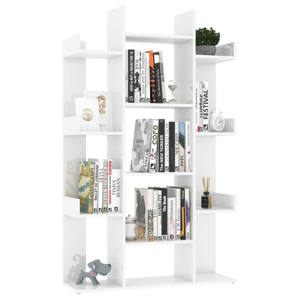 Bibliothèque Blanc brillant 86x25,5x140 cm - Photo n°1