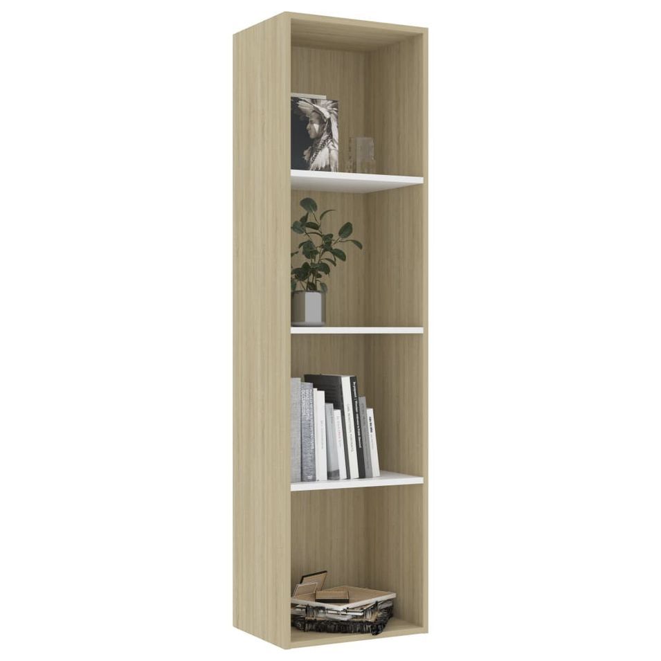 Bibliothèque Blanc et chêne sonoma 40x30x151,5 cm - Photo n°1