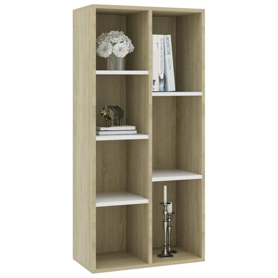 Bibliothèque Blanc et chêne Sonoma 50x25x106 cm - Photo n°1