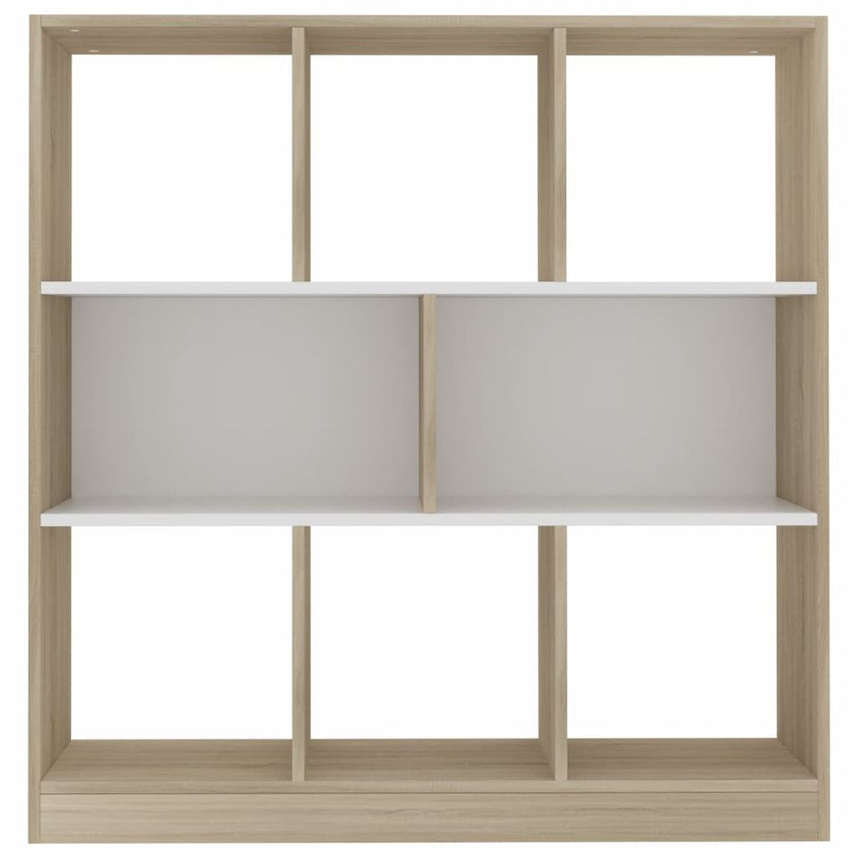 Bibliothèque Blanc et chêne sonoma 97,5x29,5x100 cm - Photo n°1