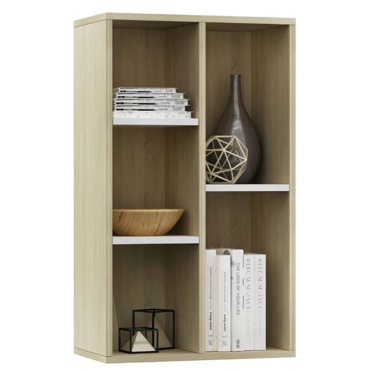 Bibliothèque bois blanc et naturel Athena 45 cm - Photo n°1