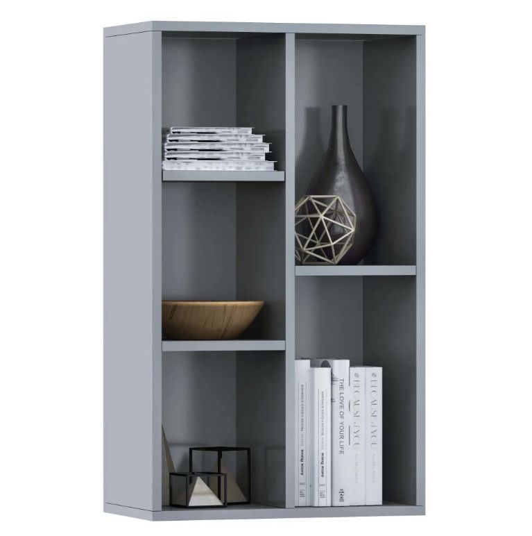 Bibliothèque bois gris brillant Athena 45 cm - Photo n°1