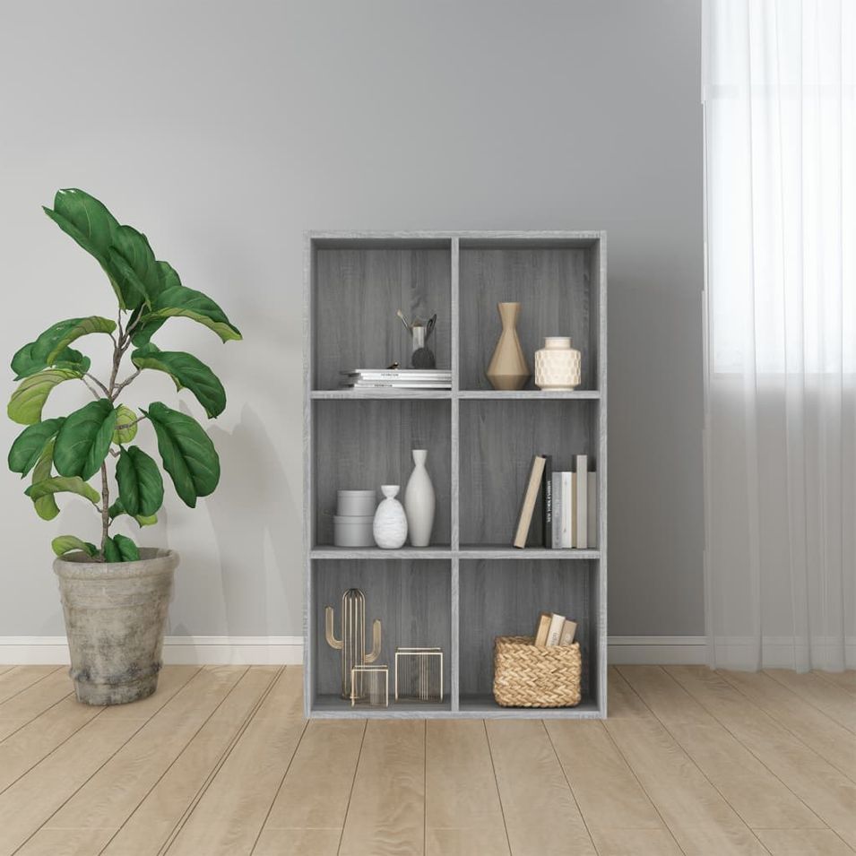 Bibliothèque/Buffet Sonoma gris 66x30x98 cm Bois d'ingénierie - Photo n°1