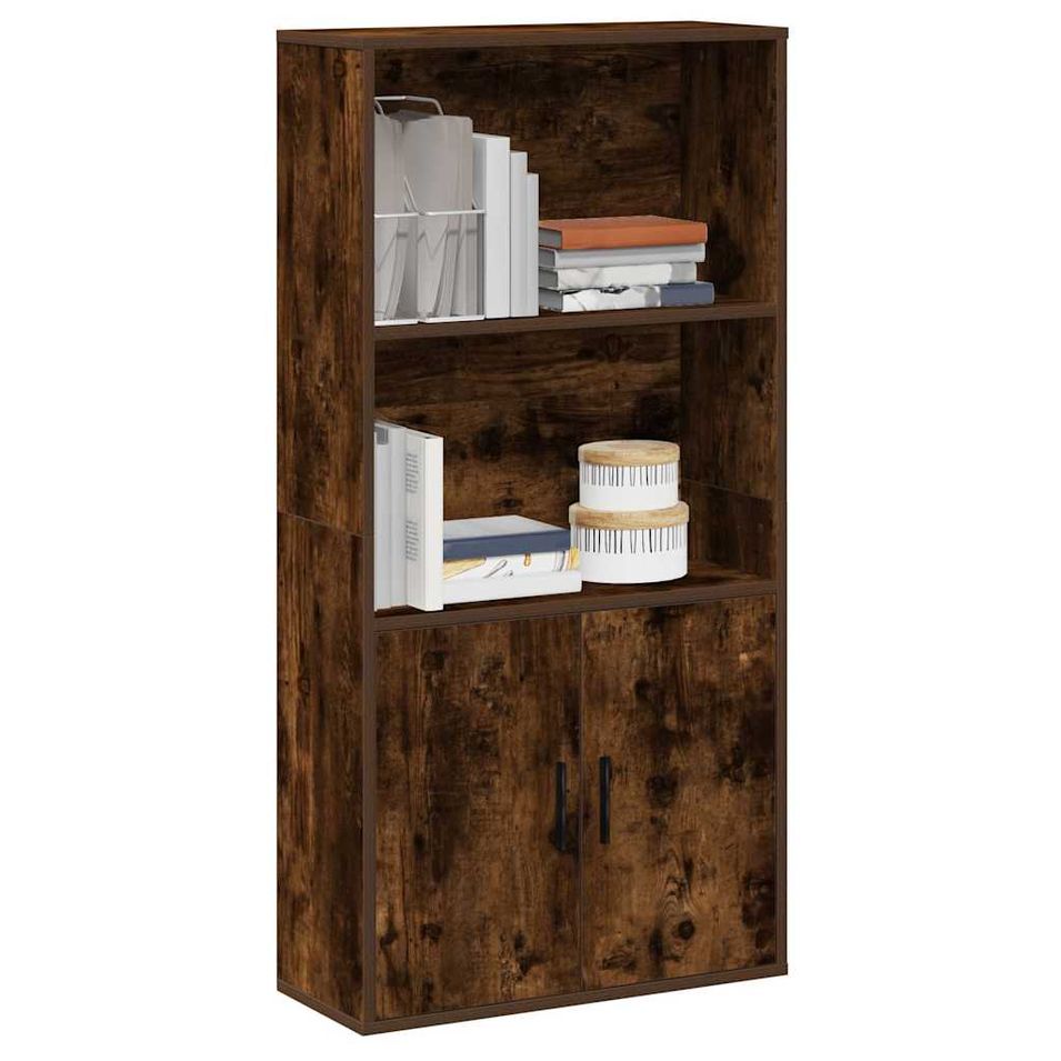 Bibliothèque chêne fumé 60x24x120 cm bois d'ingénierie - Photo n°1