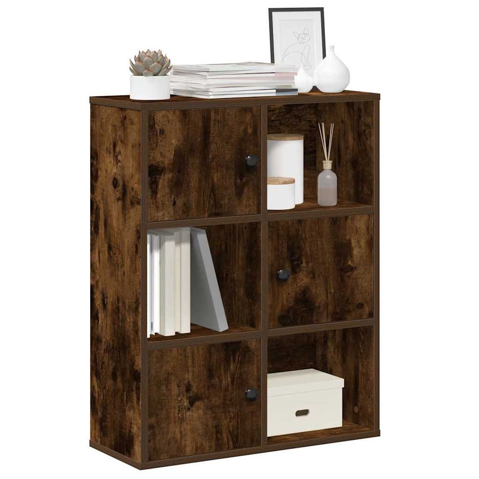 Bibliothèque chêne fumé 60x24x76,5 cm bois d'ingénierie - Photo n°1