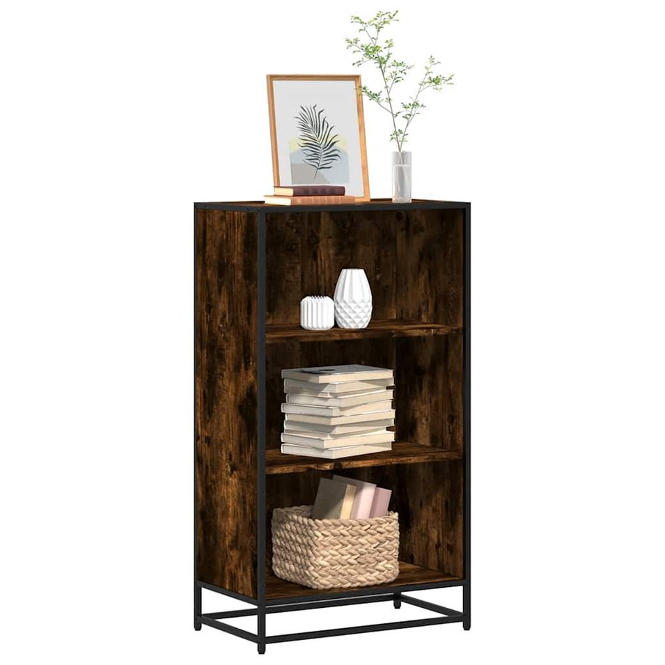 Bibliothèque chêne fumé 60x35x107,5 cm bois d'ingénierie - Photo n°1
