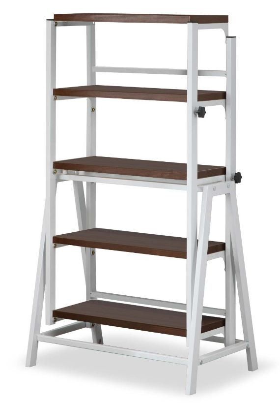 Bibliothèque convertible en table métal blanc et bois foncé Lee - Photo n°1