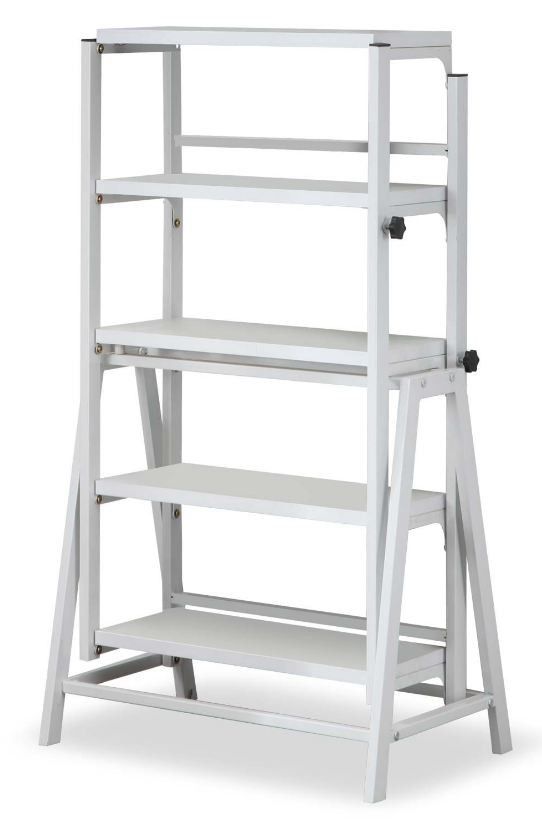 Bibliothèque convertible en table métal et bois blanc Lee - Photo n°1