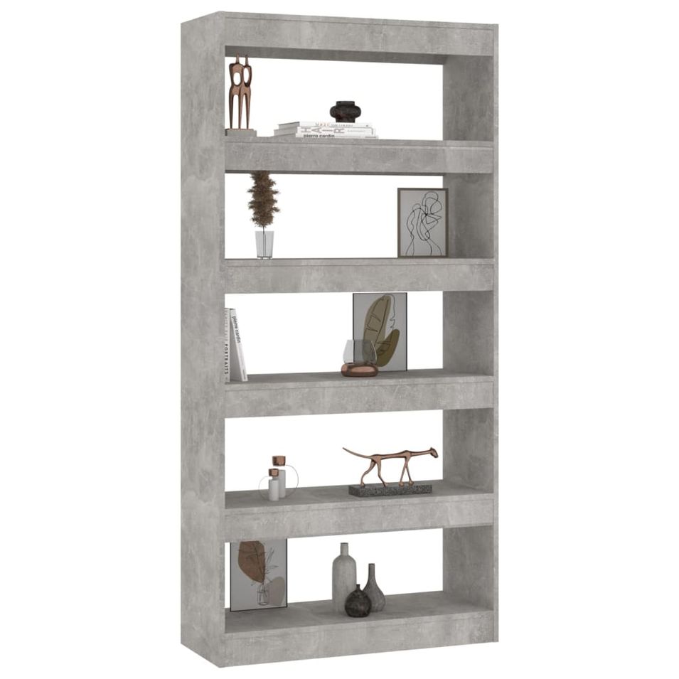 Bibliothèque de séparation Gris béton 80x30x166 cm - Photo n°1