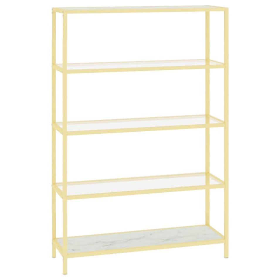 Bibliothèque Doré et blanc Marbre Verre trempé - Photo n°1