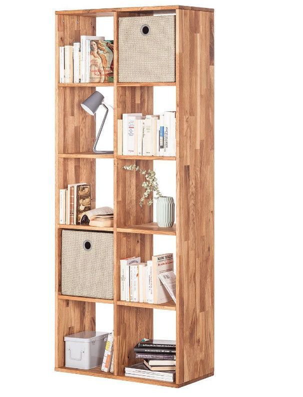 Bibliothéque en bois de chêne massif 10 compartiments Moby 187 cm - Photo n°1