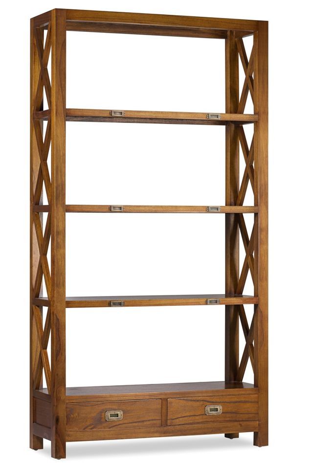 Bibliothèque en bois massif de Mindy 4 niveaux 2 tiroirs Orka 100 cm - Photo n°1