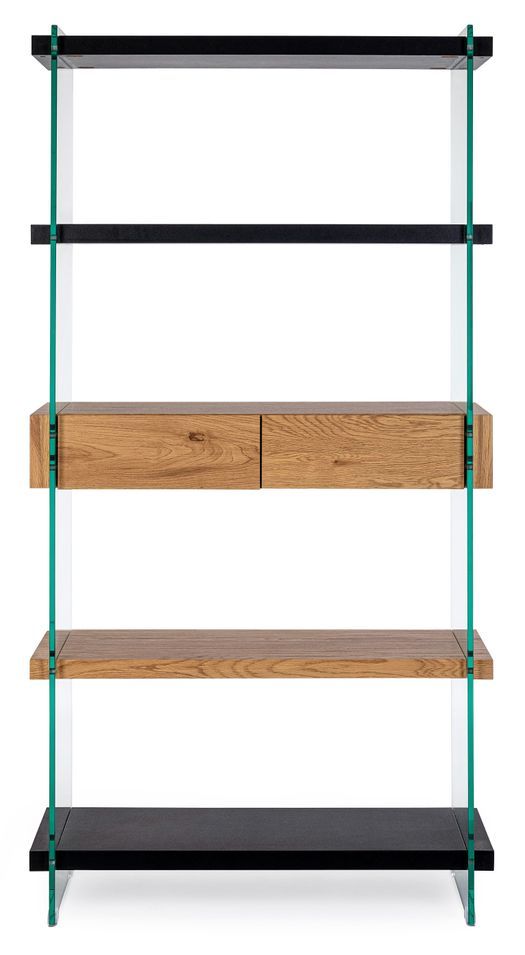 Bibliothèque en MDF et verre trempé 4 niveaux Lina L 90 cm - Photo n°1