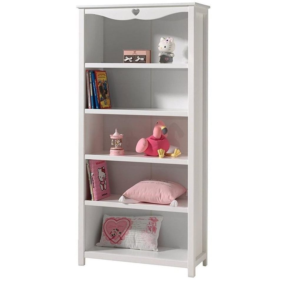 Bibliothèque enfant AMORI – Blanc laqué, esprit romantique & 5 compartiments - Photo n°1