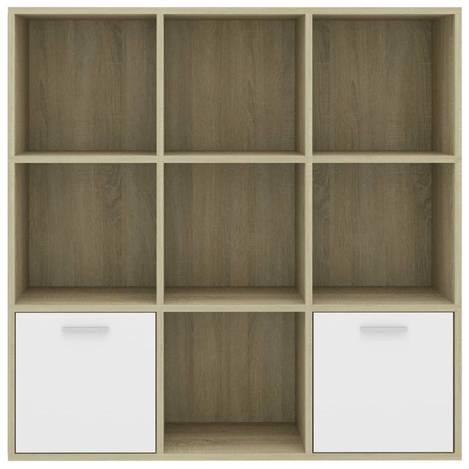 Bibliothèque étagère en bois Valika 98 cm - 7 niches 2 portes - Photo n°1