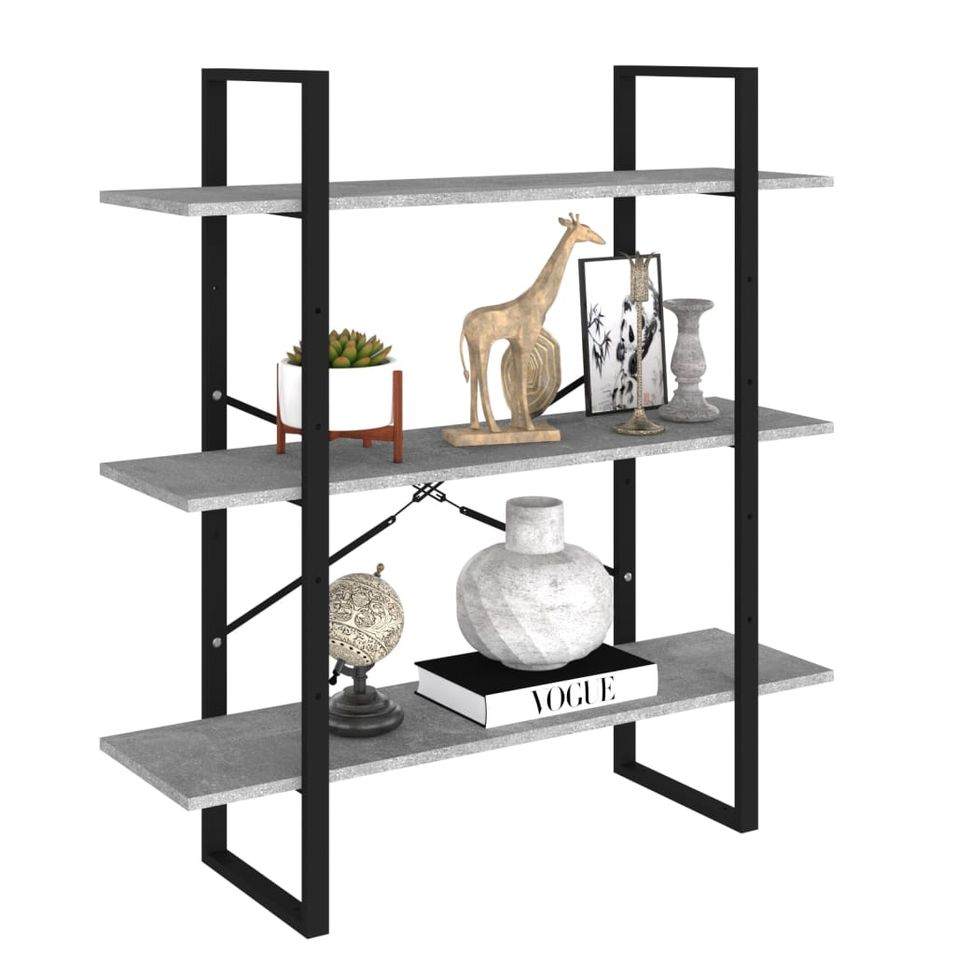 Bibliothèque Gris béton 100x30x105 cm - Photo n°1