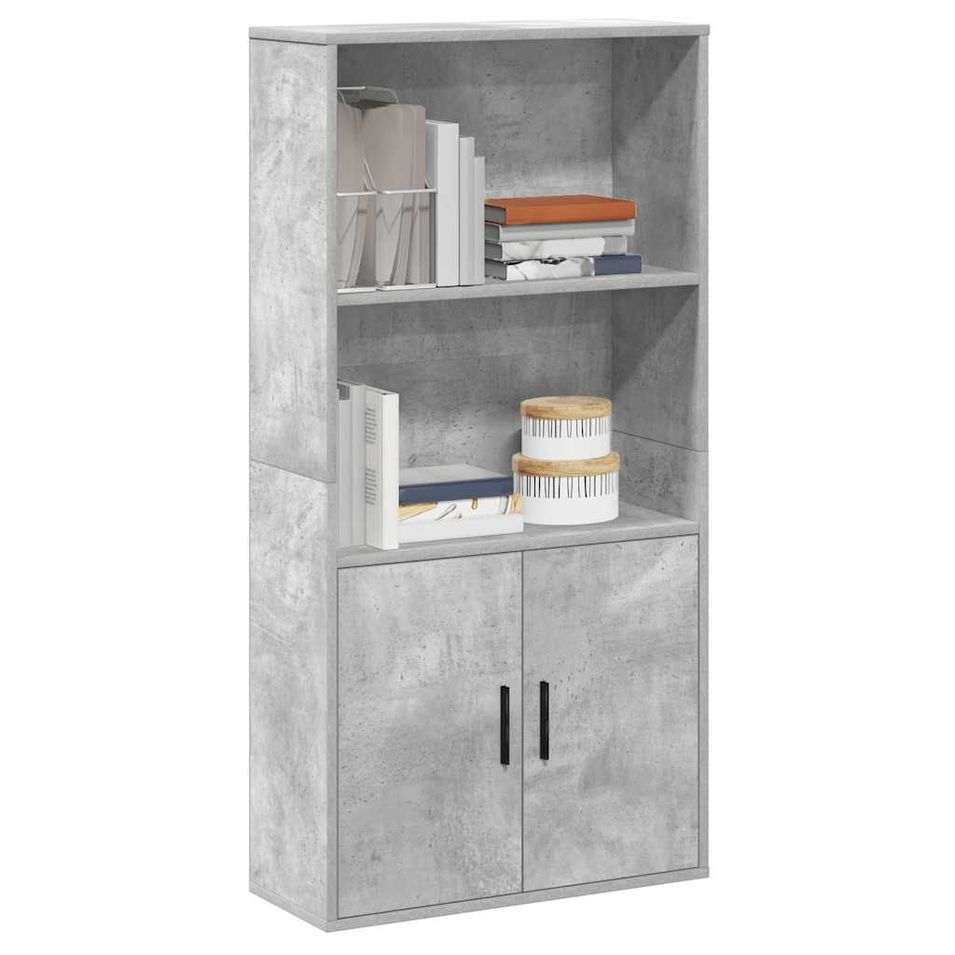 Bibliothèque gris béton 60x24x120 cm bois d'ingénierie - Photo n°1