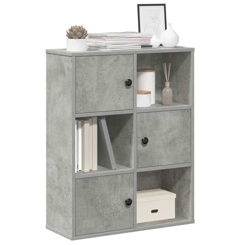 Bibliothèque gris béton 60x24x76,5 cm bois d'ingénierie - Photo n°1