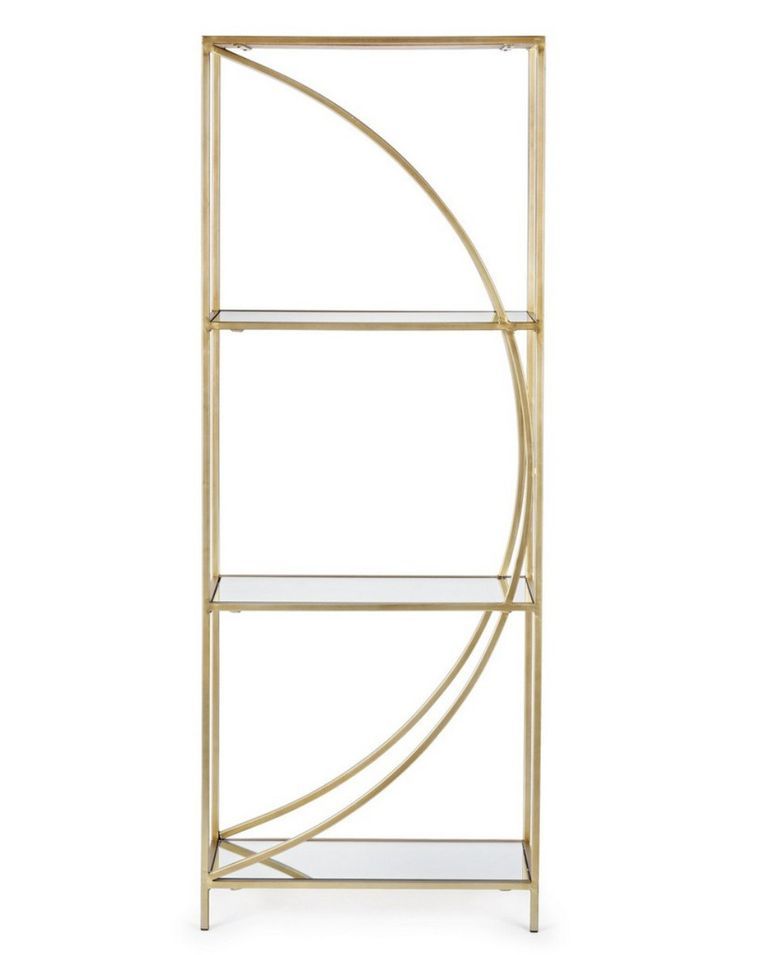 Bibliothèque haute LEBO – Acier doré & étagères en verre, 3 niveaux - Photo n°1
