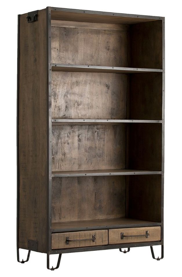 Bibliothèque manguier massif foncé et métal vieilli Isbi - Photo n°1