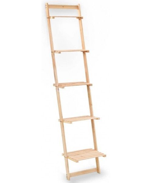 Bibliothèque murale 5 tablettes cèdre massif clair Lenna - Photo n°1