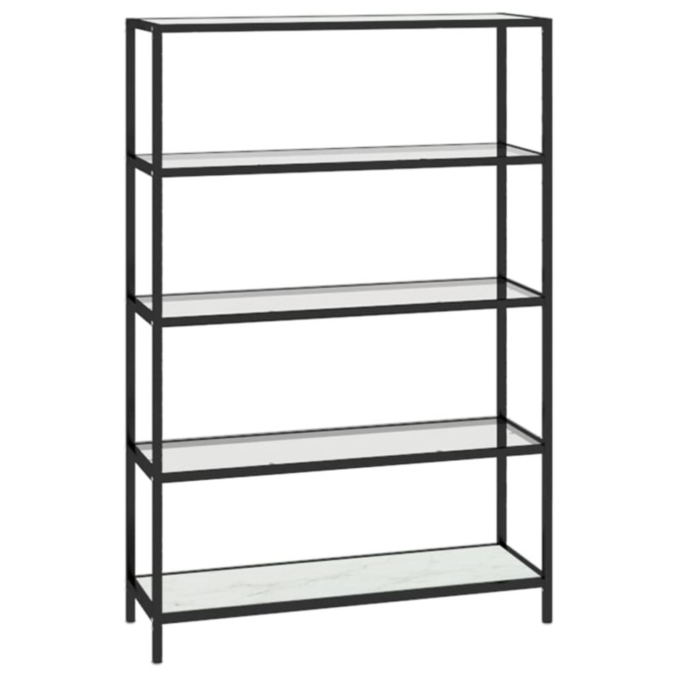 Bibliothèque Noir et marbre blanc 100x36x168 cm Verre trempé - Photo n°1