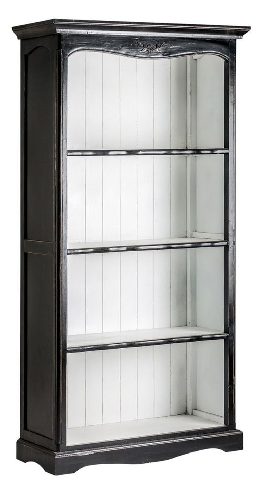 Bibliothèque provençale orme massif noir et blanc Helane - Photo n°1