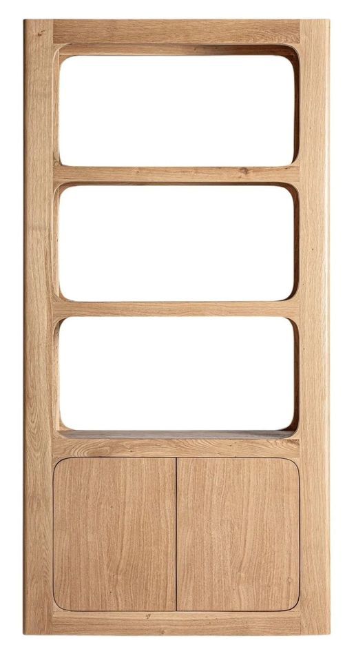 Bibliothèque SAULGE – Design nordique en chêne massif brun clair - Photo n°1