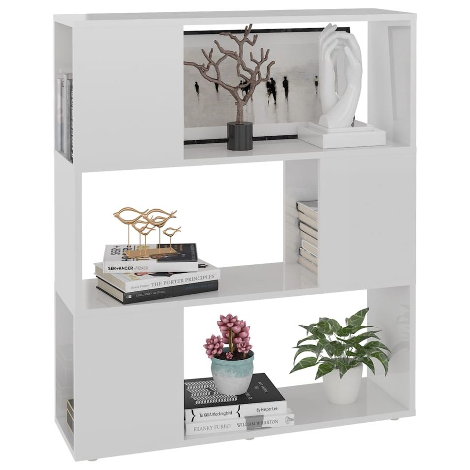 Bibliothèque/Séparateur de pièce Blanc brillant 80x24x94 cm - Photo n°1