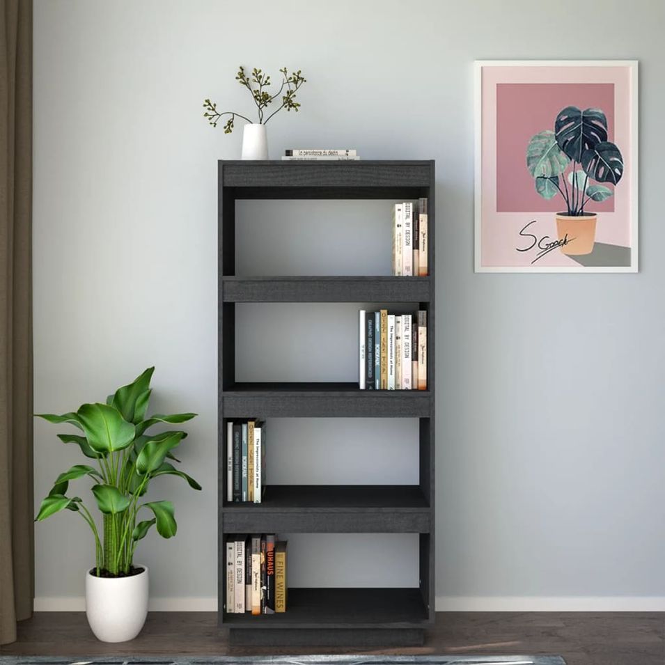 Bibliothèque/Séparateur de pièce Gris 60x35x135 cm Pin massif - Photo n°3