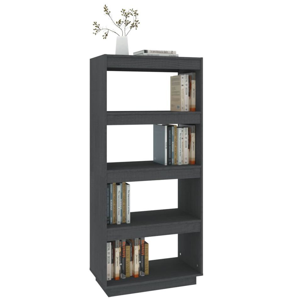 Bibliothèque/Séparateur de pièce Gris 60x35x135 cm Pin massif - Photo n°4
