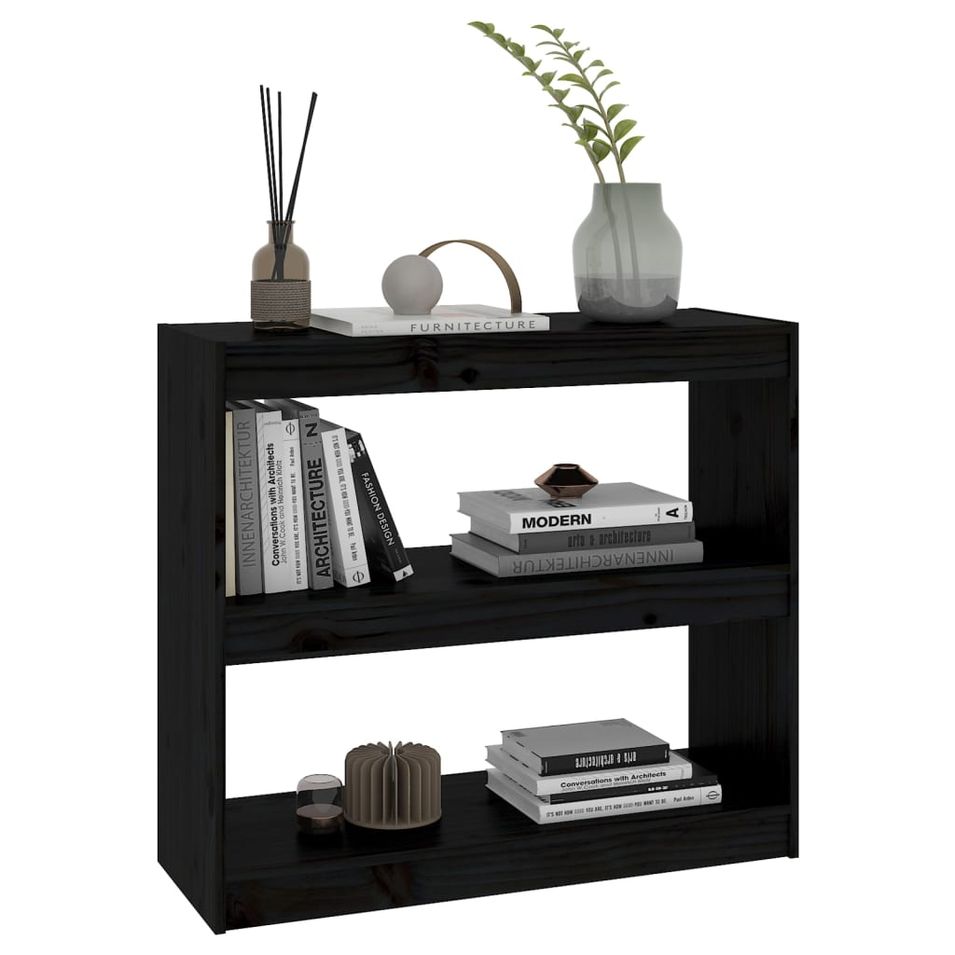 Bibliothèque/Séparateur de pièce Noir 80x30x71,5 cm Pin solide - Photo n°1
