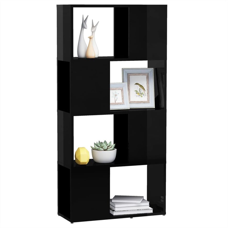 Bibliothèque/Séparateur de pièce Noir brillant 60x24x124,5 cm - Photo n°1