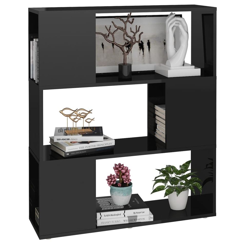 Bibliothèque/Séparateur de pièce Noir brillant 80x24x94 cm - Photo n°1