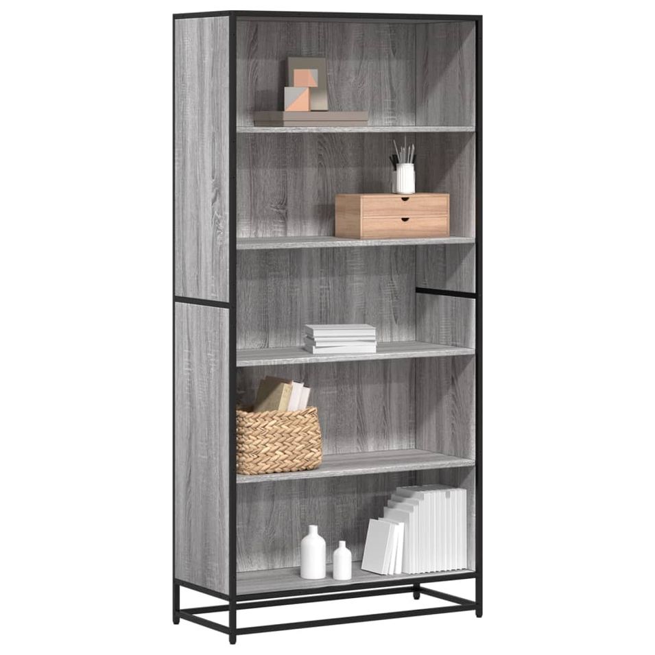 Bibliothèque sonoma gris 80,5x35x170,5 cm bois d'ingénierie - Photo n°1