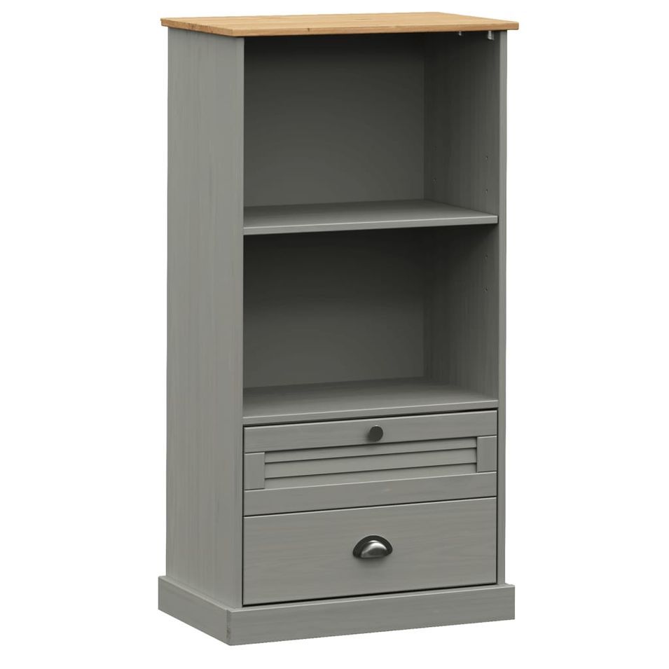 Bibliothèque VIGO gris 60x35x114,5 cm bois massif de pin - Photo n°1