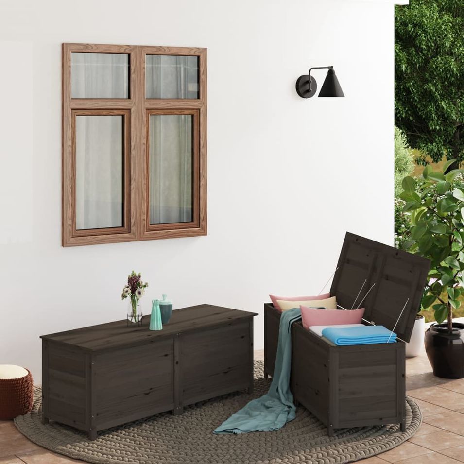 Boîte à coussins extérieur Anthracite 150x50x56 cm Sapin massif - Photo n°1