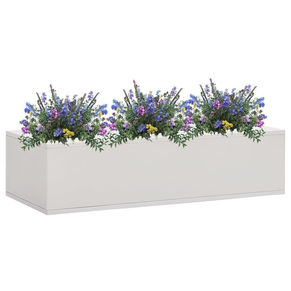 Boîte à fleurs de bureau Gris clair 90x40x23 cm Acier - Photo n°1