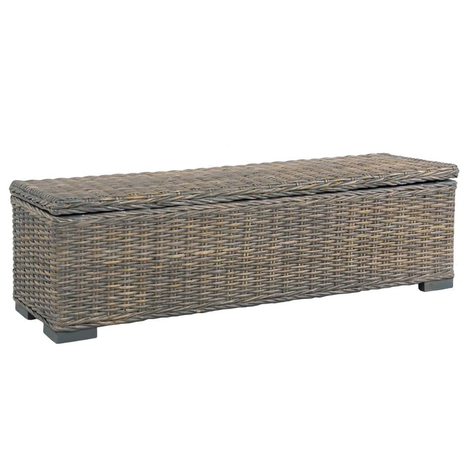 Boîte de rangement 120 cm Gris Rotin naturel kubu et manguier - Photo n°1