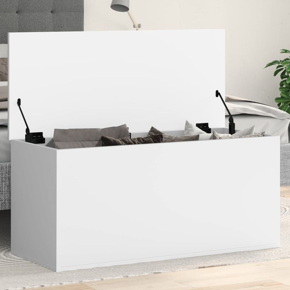 Boîte de rangement blanc 100x42x46 cm bois d'ingénierie - Photo n°1