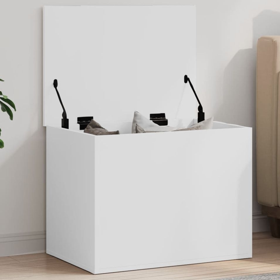 Boîte de rangement blanc 60x42x46 cm bois d'ingénierie - Photo n°1