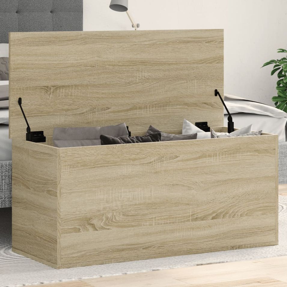 Boîte de rangement chêne sonoma 100x42x46 cm bois d'ingénierie - Photo n°1