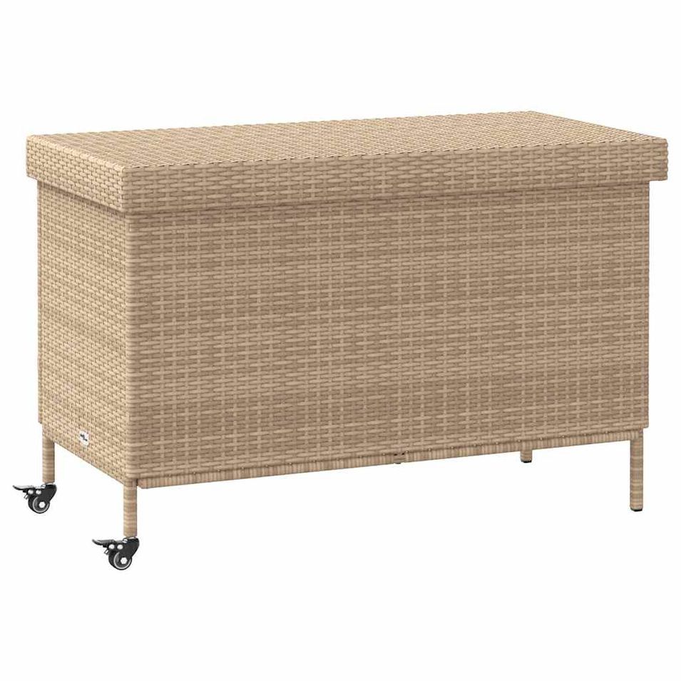 Boîte de rangement de jardin et roues résine tressée - Photo n°1