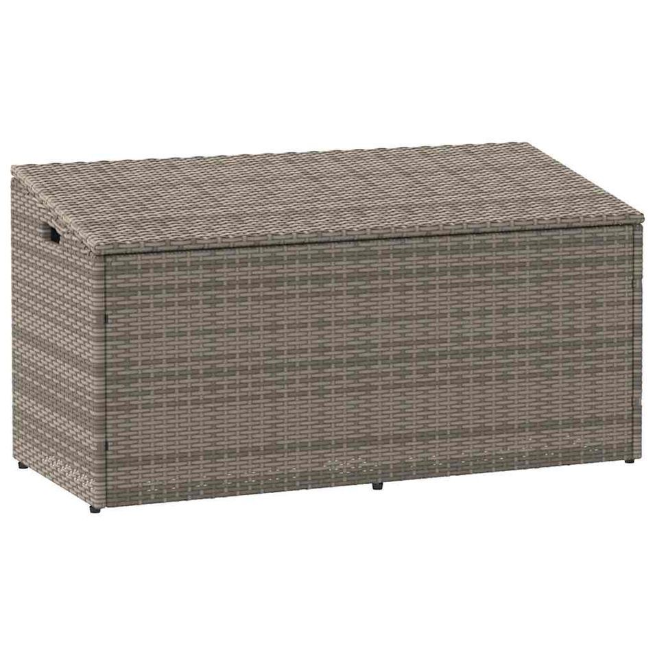 Boîte de rangement de jardin gris 110x50x58 cm résine tressée - Photo n°1