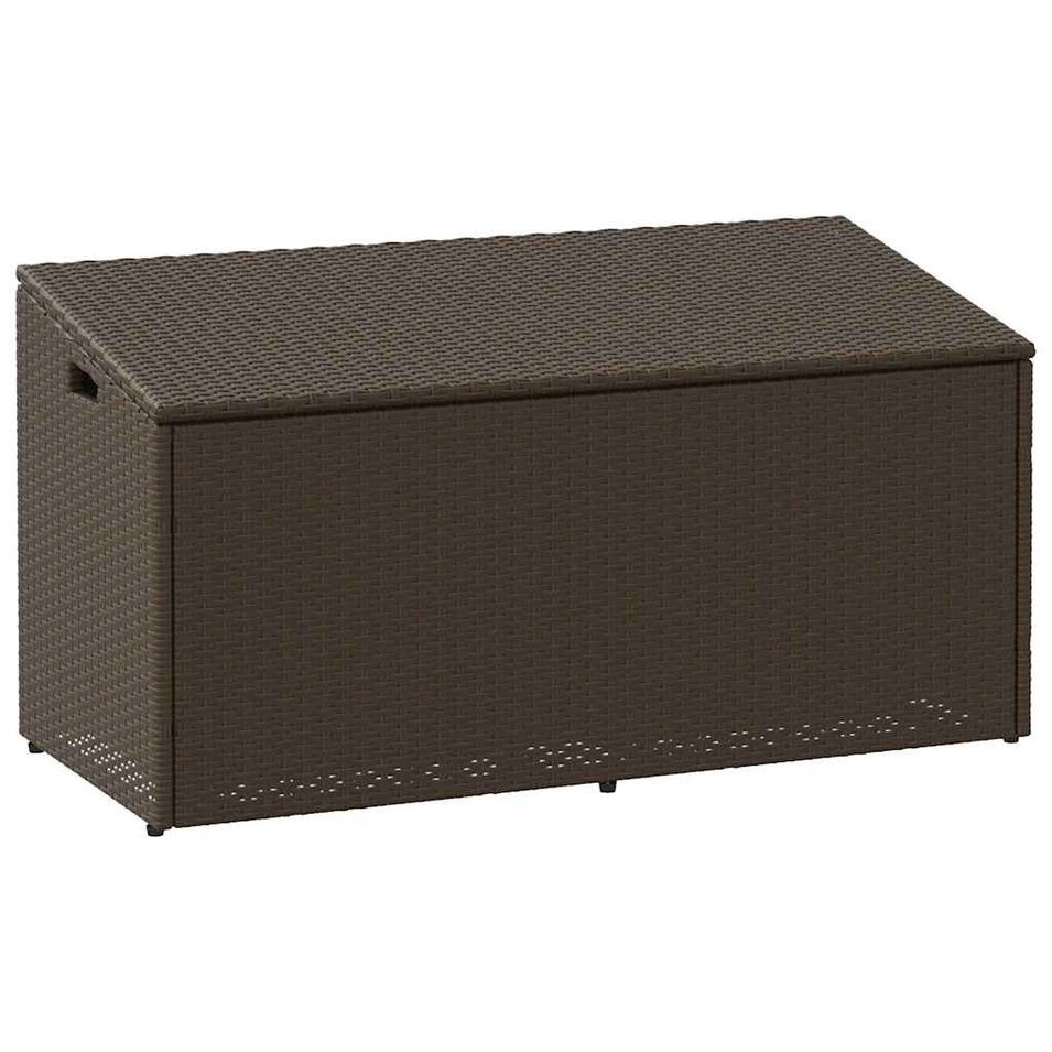 Boîte de rangement de jardin marron 110x50x58 cm résine tressée - Photo n°1