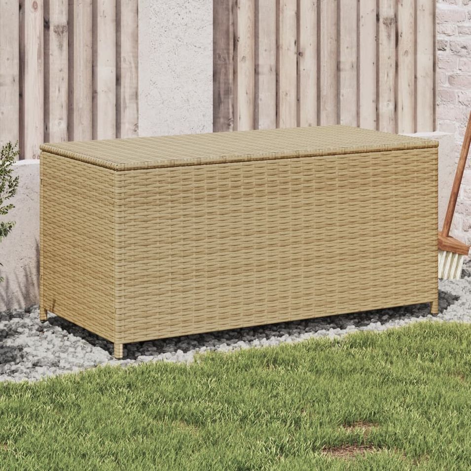 Boîte de rangement de jardin mélange beige 190L résine tressée - Photo n°1
